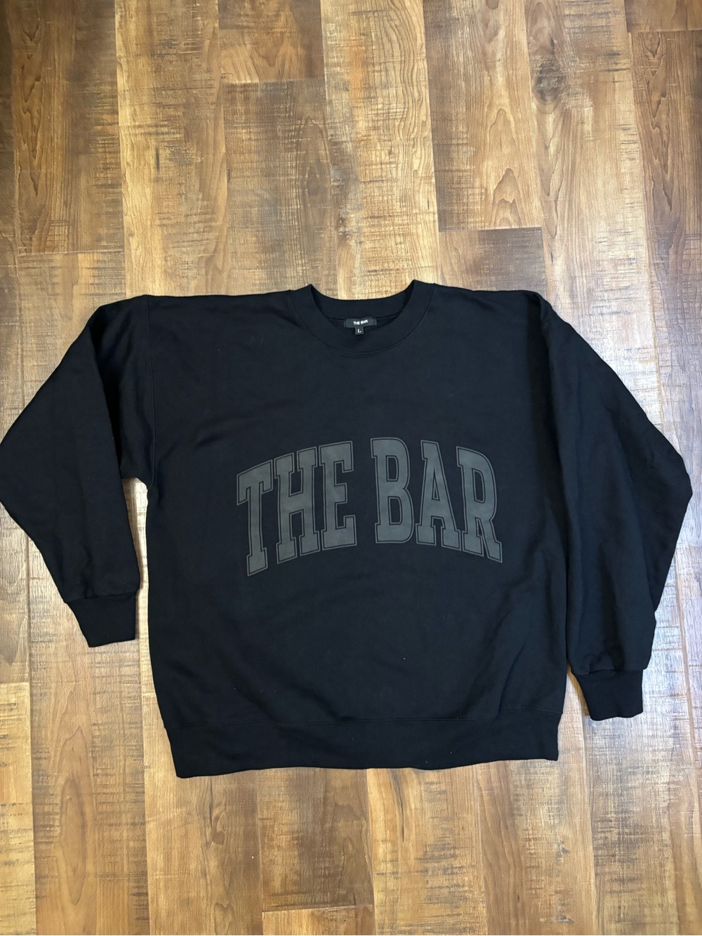 The Bar Black Graphic Logo Crewneck Sweatshirt L Oversized Streetwear Pullover